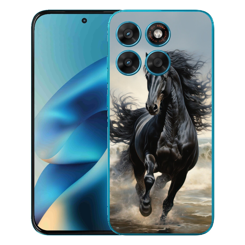 mmCase gélhuzat a Motorola Moto G87/G77/G67 készülékekhez – futó fekete ló