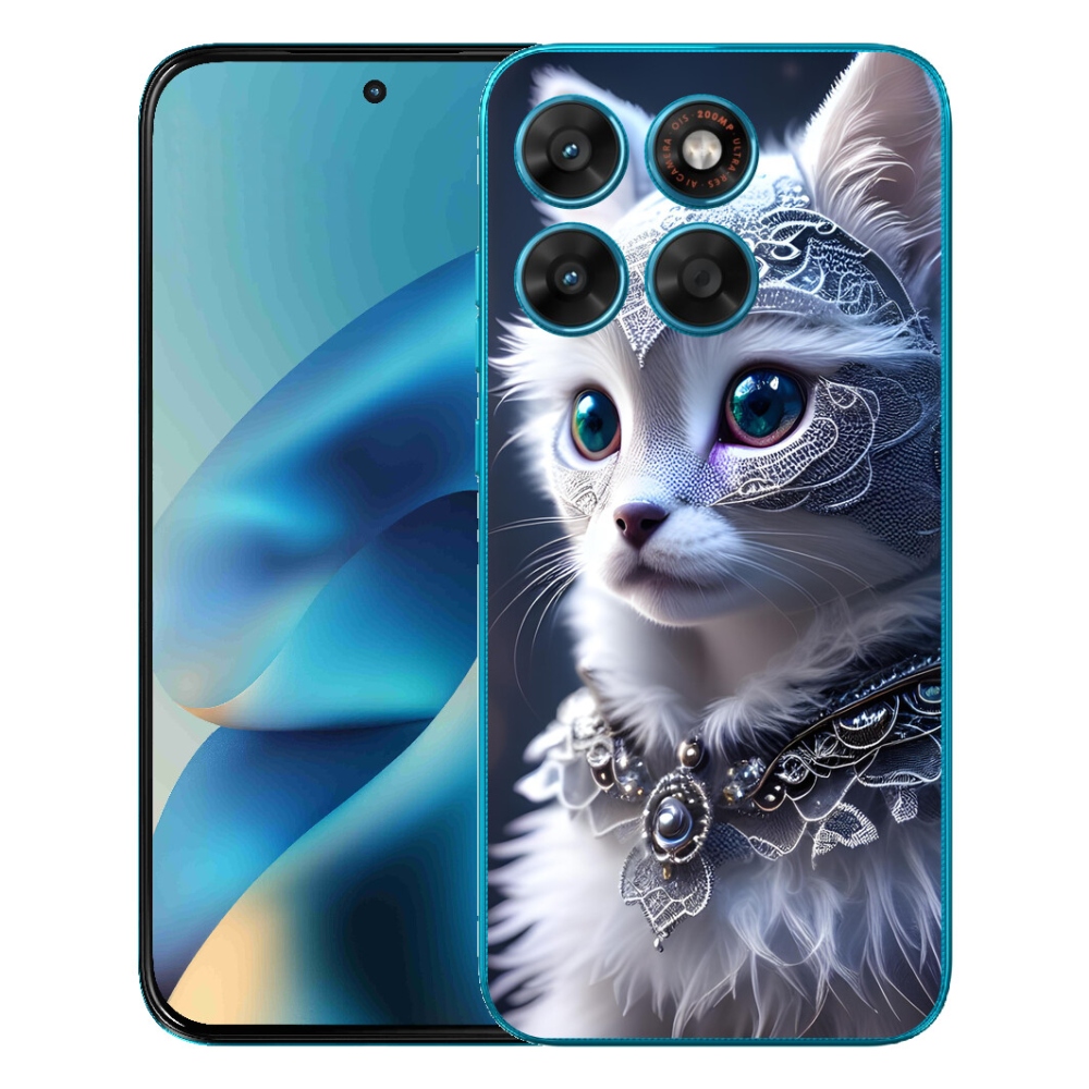 mmCase gél tok a Motorola Moto G87/G77/G67 készülékekhez – fehér macska