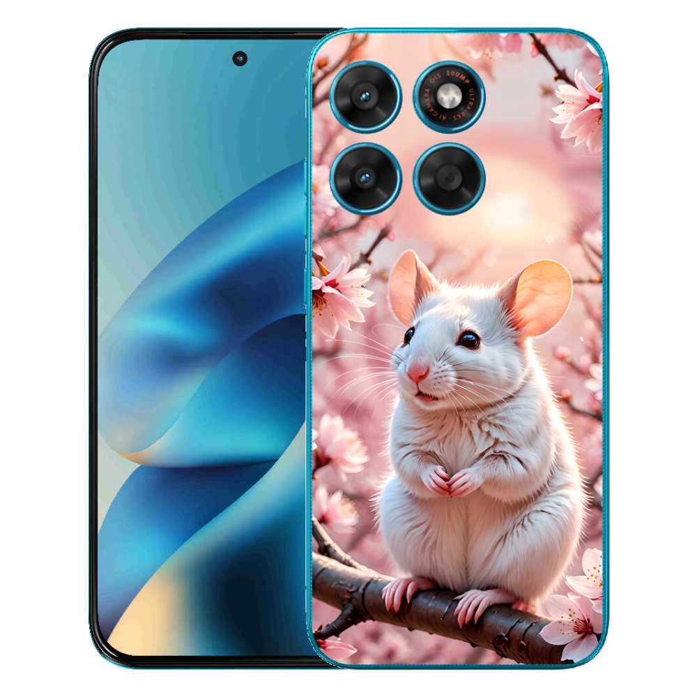 mmCase gél tok a Motorola Moto G87/G77/G67 készülékekhez – fehér egér egy ágon