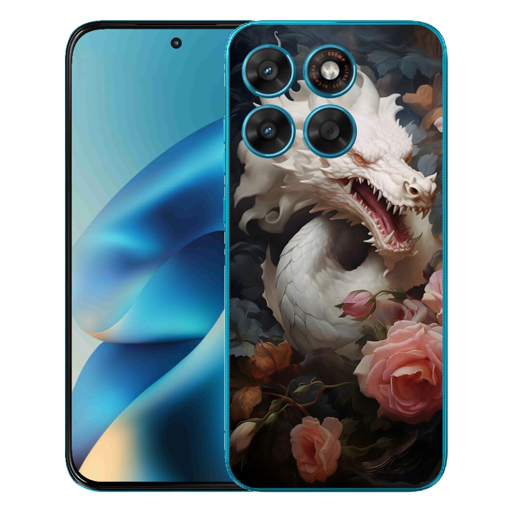 mmCase gél tok a Motorola Moto G87/G77/G67 készülékekhez – fehér sárkány