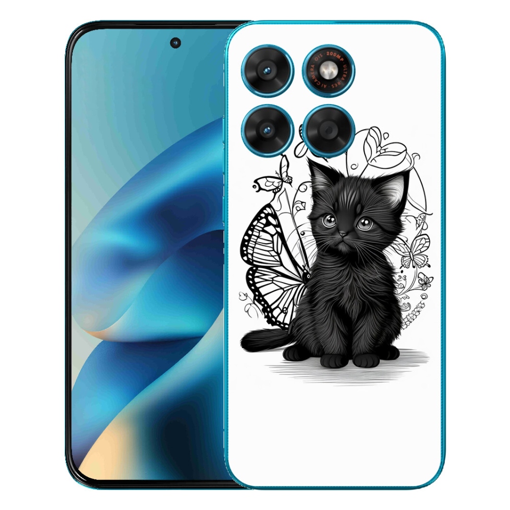 mmCase gél tok a Motorola Moto G87/G77/G67 készülékekhez – fekete cica