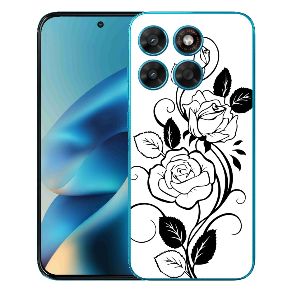 mmCase gél tok a Motorola Moto G87/G77/G67 készülékekhez – fekete-fehér rózsa