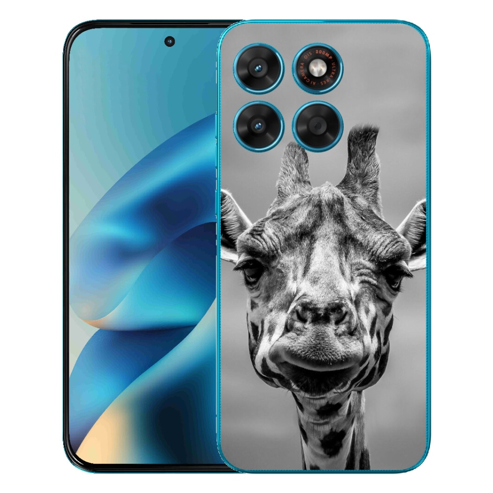 mmCase gél tok a Motorola Moto G87/G77/G67 készülékekhez – fekete-fehér zsiráf