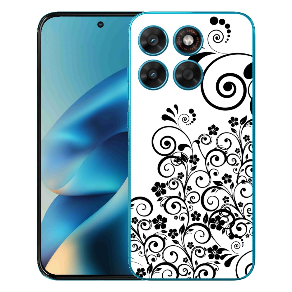 mmCase gél tok a Motorola Moto G87/G77/G67 készülékekhez – fekete-fehér virágminták