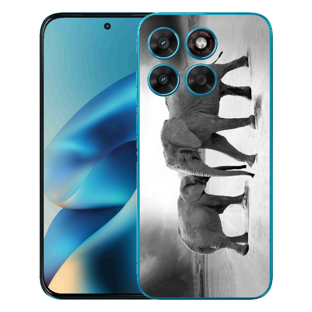 mmCase gél tok a Motorola Moto G87/G77/G67 készülékekhez – fekete-fehér elefántok