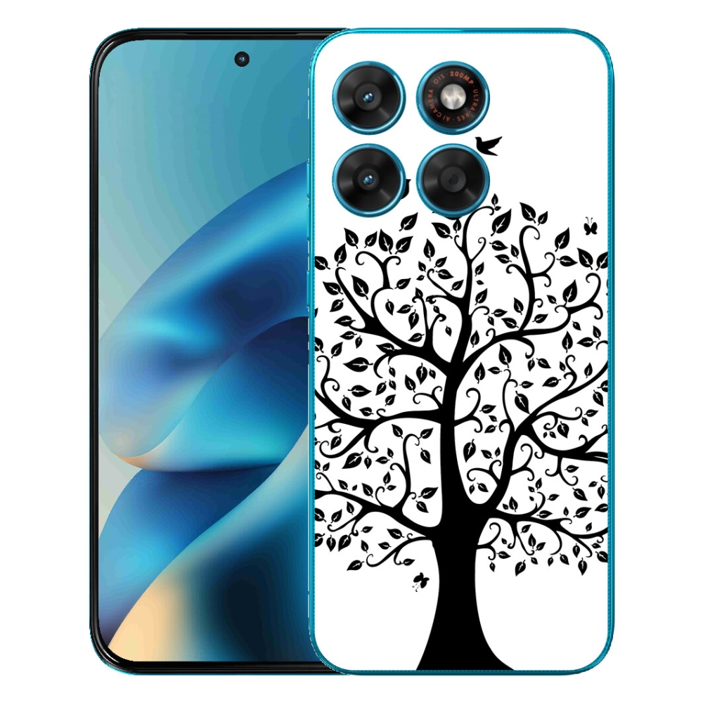 mmCase gélhuzat a Motorola Moto G87/G77/G67 készülékekhez – fekete-fehér fa mintás