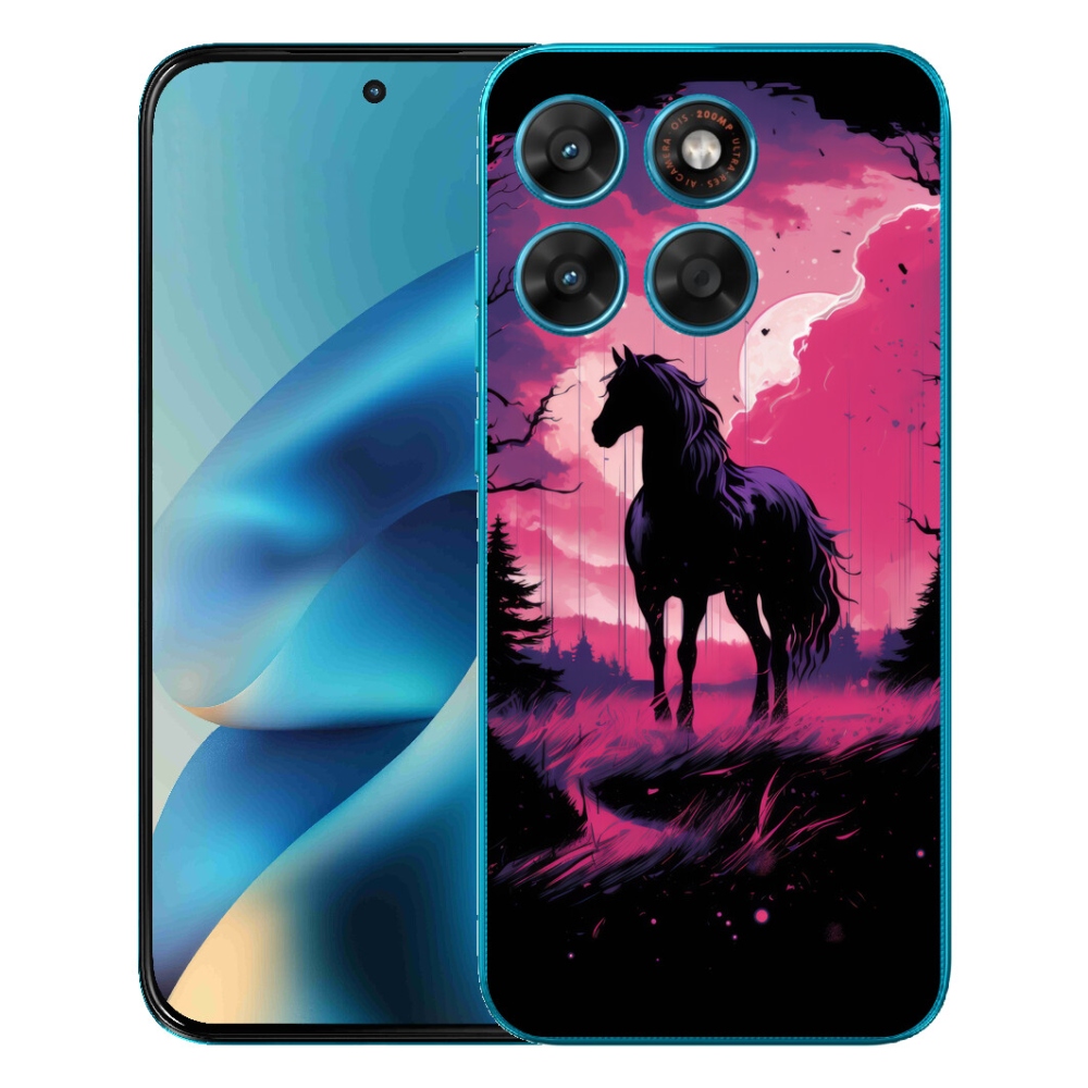 mmCase gél tok a Motorola Moto G87/G77/G67 készülékekhez – fekete rajzolt ló 1