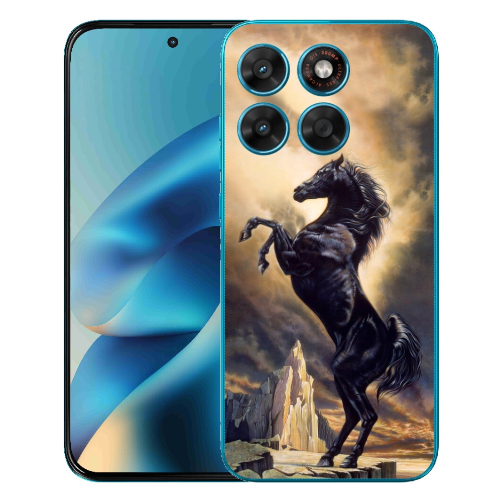 mmCase gél tok a Motorola Moto G87/G77/G67 készülékekhez – fekete rajzolt ló