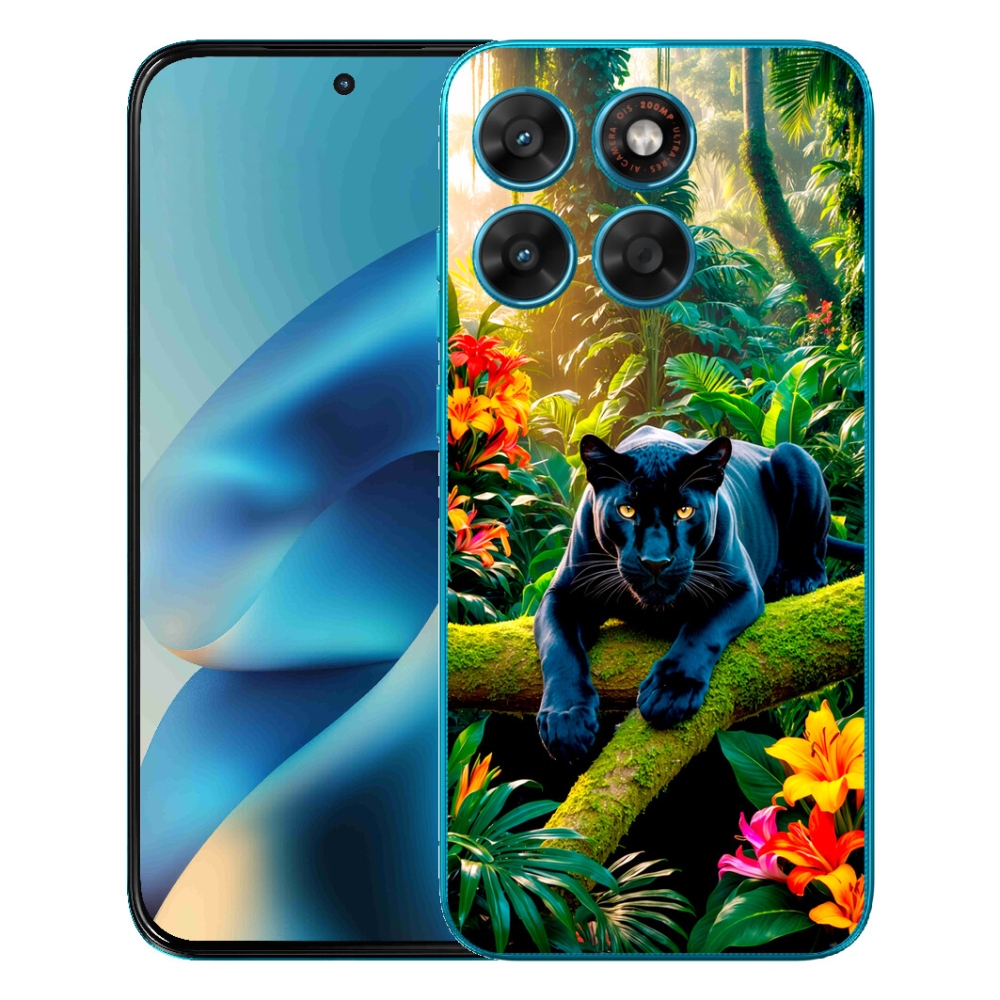 mmCase géltok a Motorola Moto G87/G77/G67 készülékekhez – fekete párduc a dzsungelben