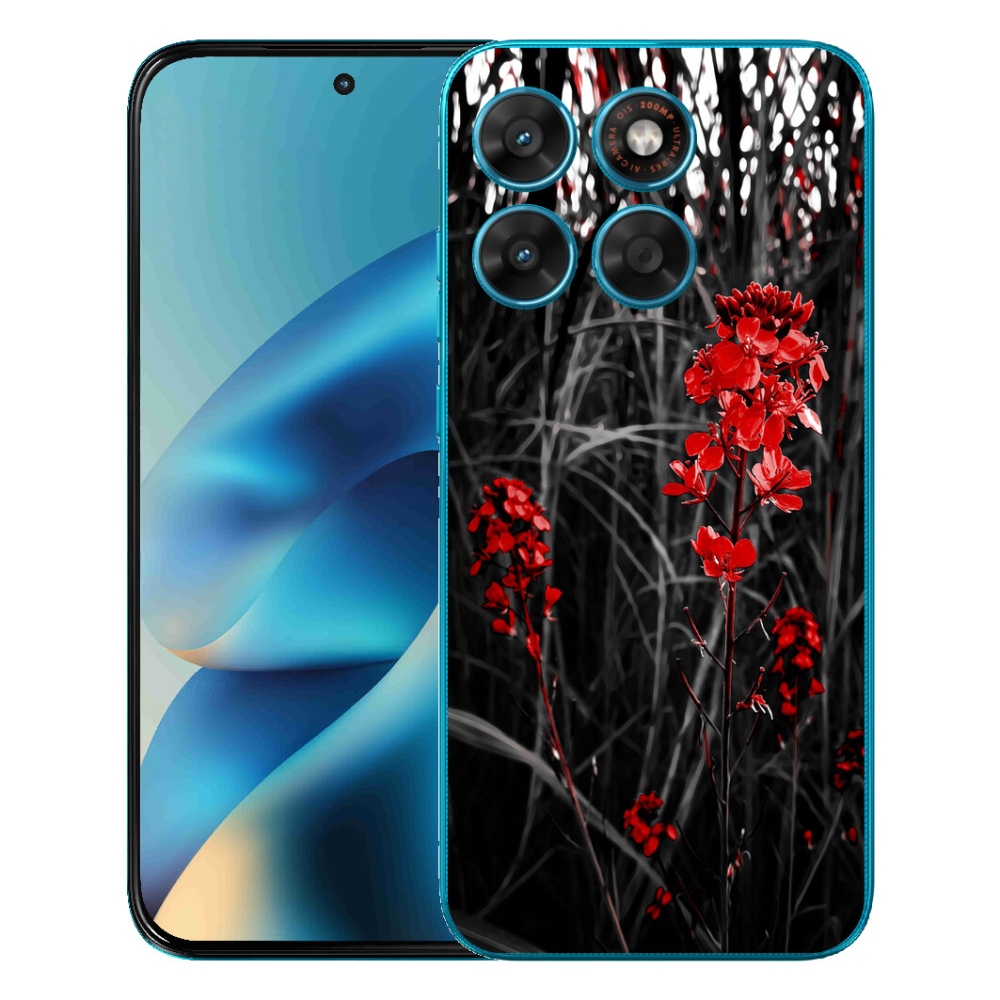 mmCase géltok a Motorola Moto G87/G77/G67 készülékekhez – piros növénymintás