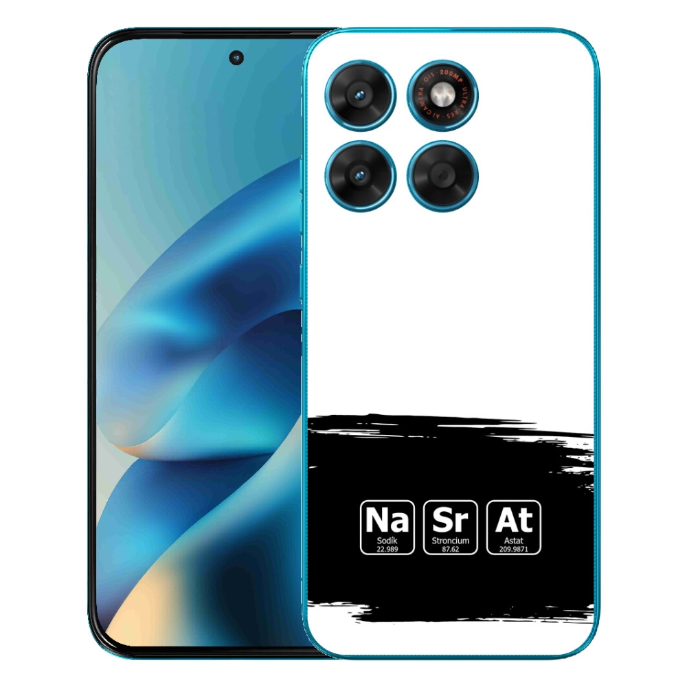 mmCase gél tok a Motorola Moto G87/G77/G67 készülékekhez – kémiai elemek fekete-fehér háttérrel