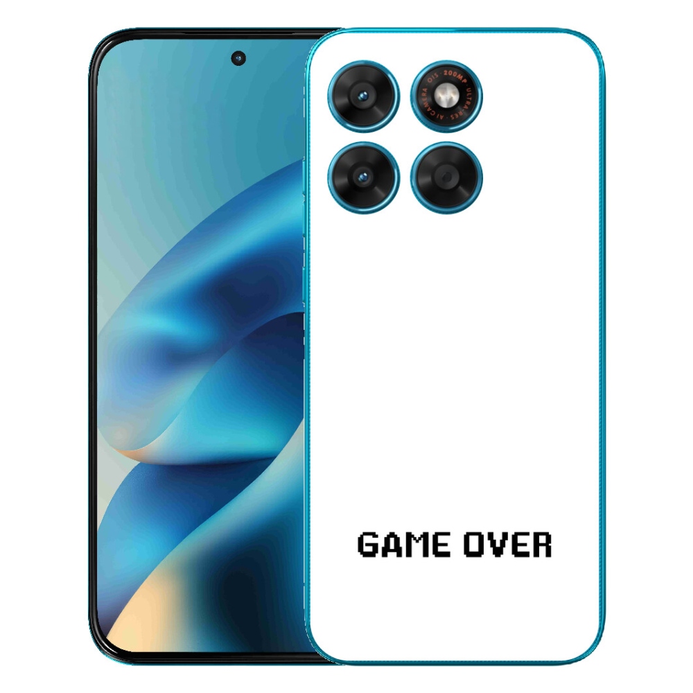 mmCase géltok a Motorola Moto G87/G77/G67 készülékekhez – „game over” fehér háttérrel