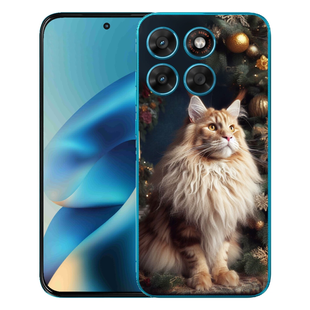mmCase géltok a Motorola Moto G87/G77/G67 készülékekhez – macska a karácsonyfa mellett