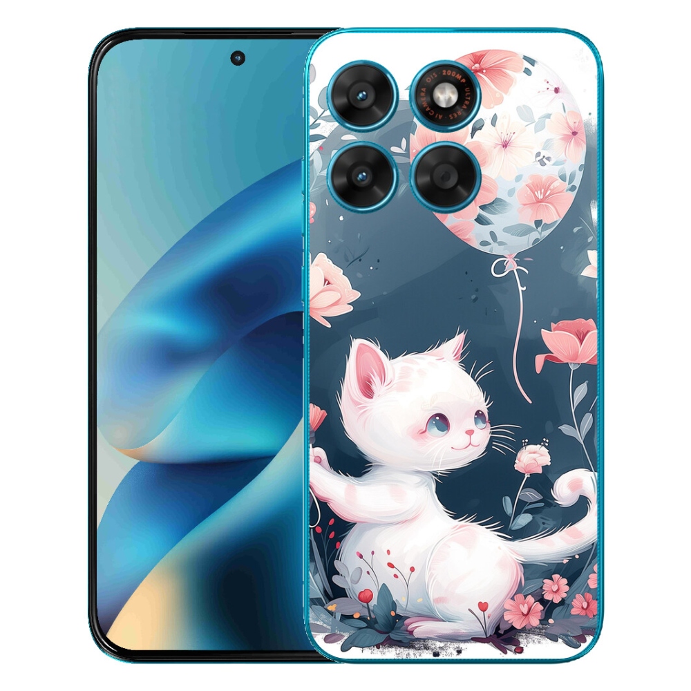 mmCase géltok a Motorola Moto G87/G77/G67 készülékekhez – cica léggömbbel