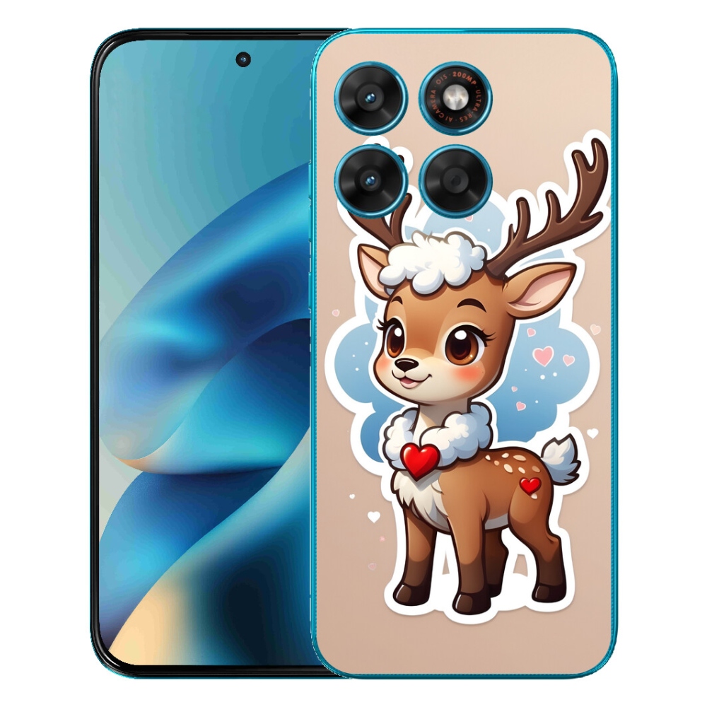 mmCase géltok a Motorola Moto G87/G77/G67 készülékekhez – rajzolt rénszarvas