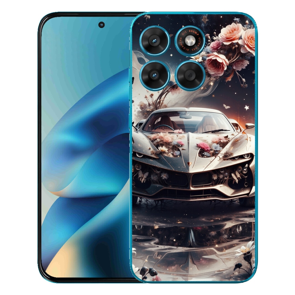 mmCase gél tok a Motorola Moto G87/G77/G67 készülékekhez – virágos sportautó