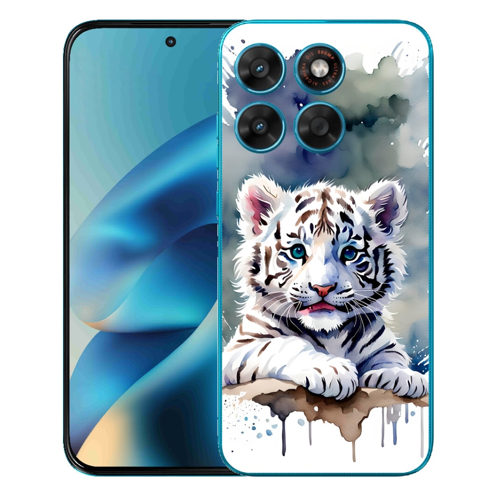 mmCase gél tok a Motorola Moto G87/G77/G67 készülékekhez – fehér tigris kölyök