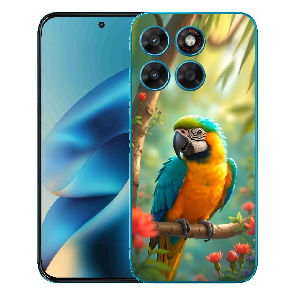 mmCase gél tok a Motorola Moto G87/G77/G67 készülékekhez – kék-sárga ara papagáj