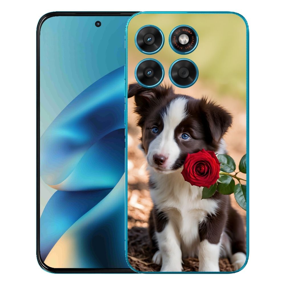 mmCase gél tok a Motorola Moto G87/G77/G67-hez – aranyos border collie rózsával