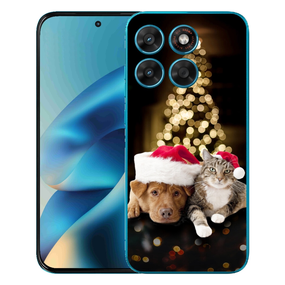 mmCase gél tok a Motorola Moto G87/G77/G67 készülékekhez – karácsonyi kutya és macska