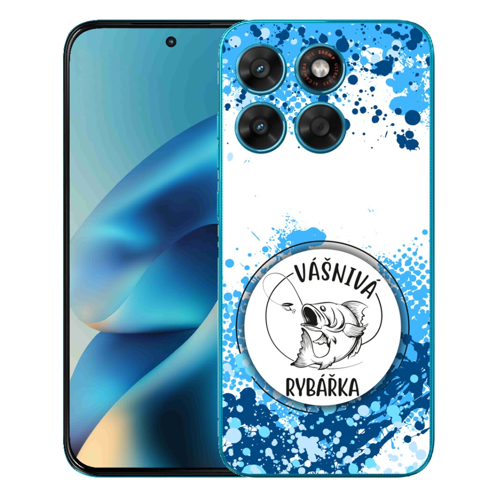 mmCase gél tok a Motorola Moto G87/G77/G67-hez – szenvedélyes horgász, fehér háttérrel