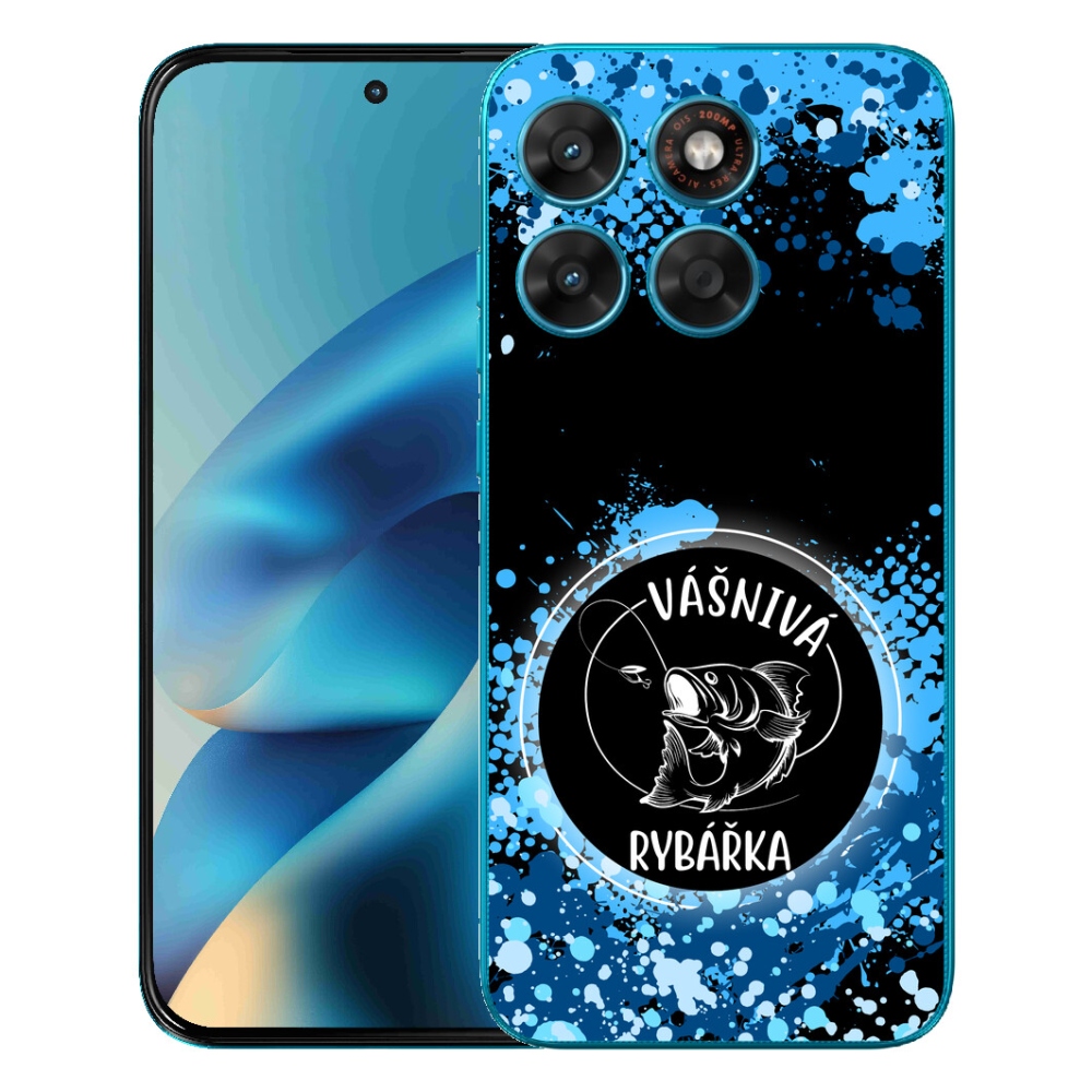 mmCase gél tok a Motorola Moto G87/G77/G67-hez – szenvedélyes horgász, fekete háttérrel