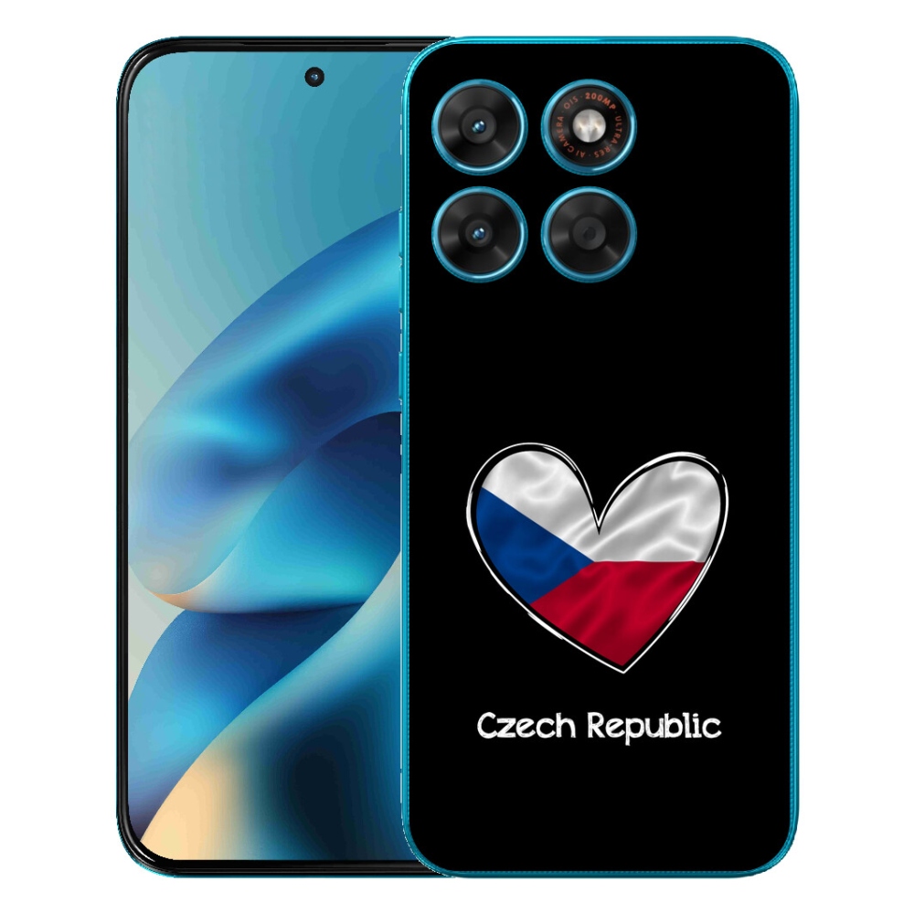 mmCase géltok a Motorola Moto G87/G77/G67 készülékekhez – zászló és szív, fekete háttérrel