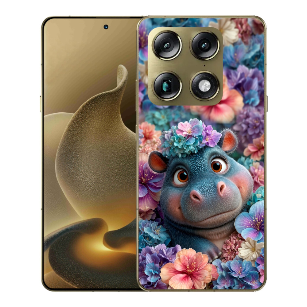 mmCase gél tok a Motorola Signature-hez – virágokkal díszített víziló