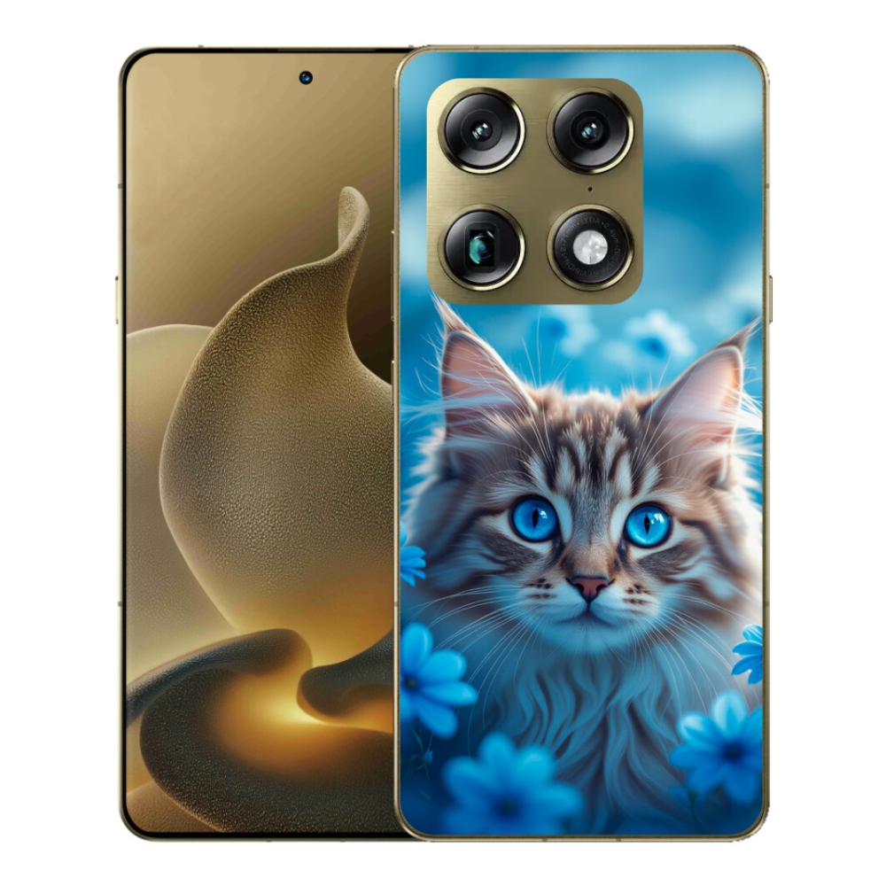 mmCase gél tok a Motorola Signature-hez – kiscica kék virágokkal
