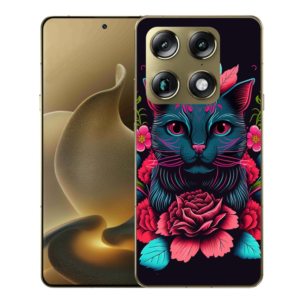 mmCase gél tok a Motorola Signature-hez – virágok és macska