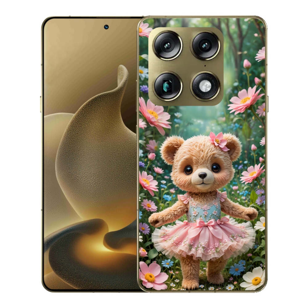 mmCase gél tok a Motorola Signature-hez – aranyos mackó virágok között