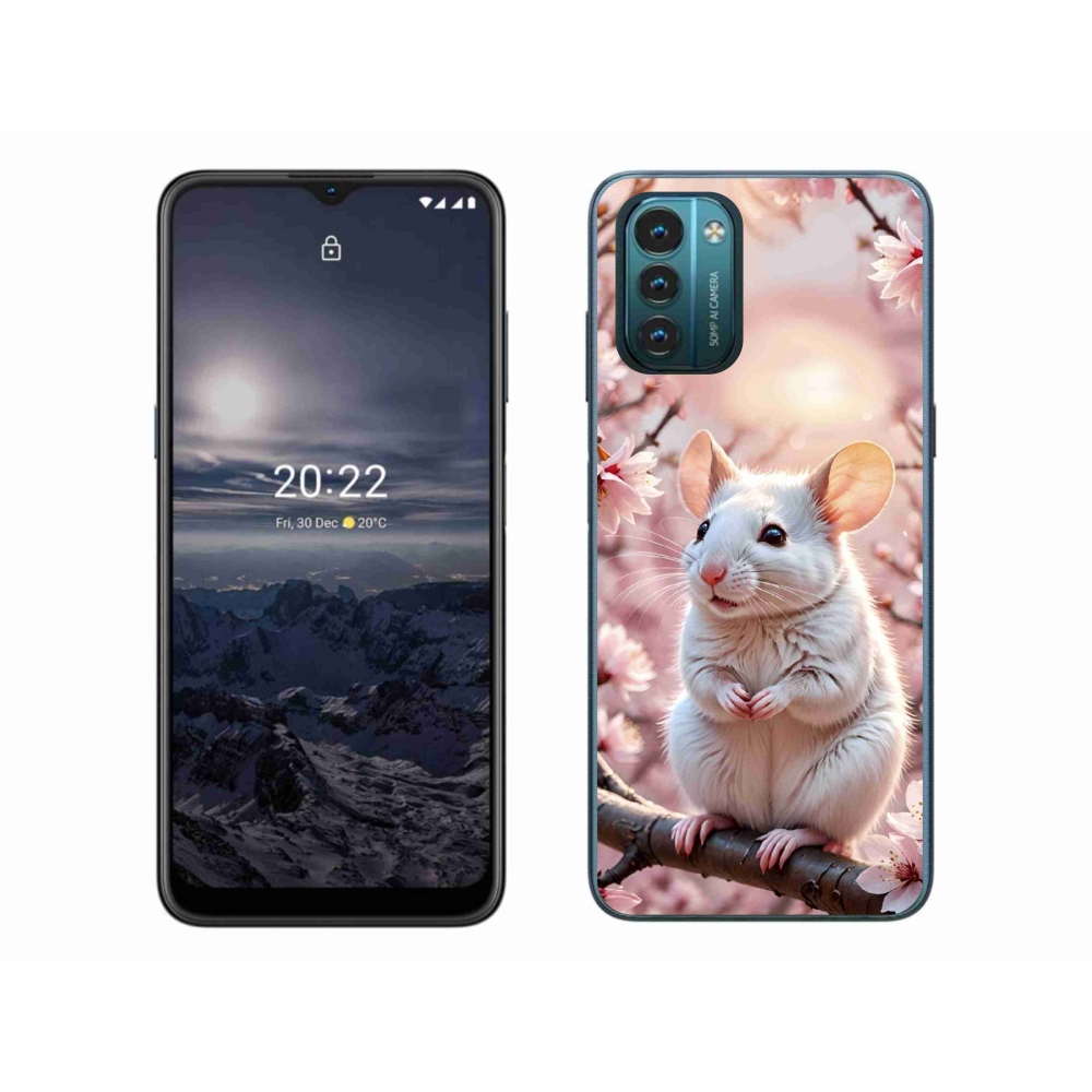 mmCase gél tok a Nokia G11/G21-hez – fehér egér egy ágon