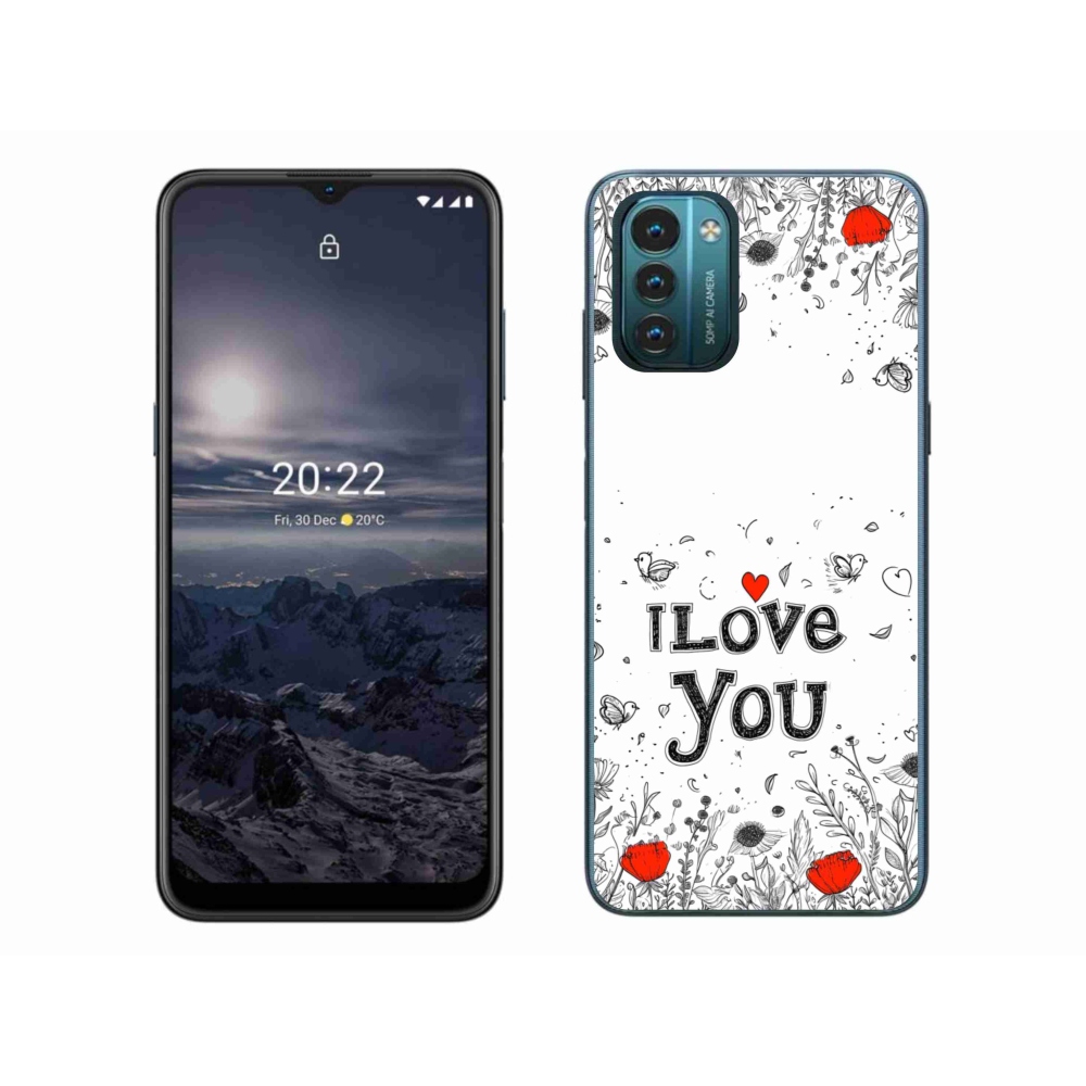 Zselés borítás mmCase a Nokia G11/G21 készülékhez - I love you fehér háttérrel
