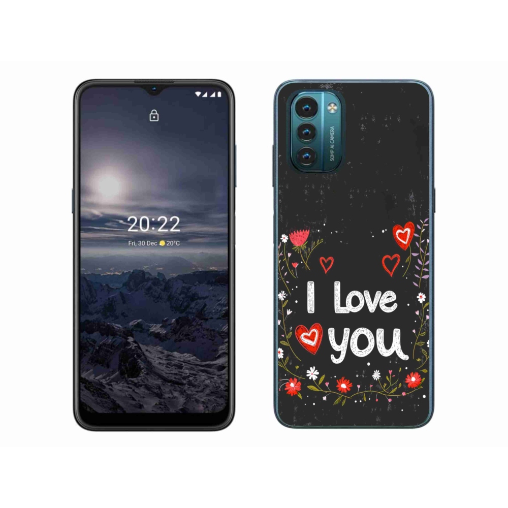 Zselés borítás mmCase a Nokia G11/G21 készülékhez - Szeretlek fekete háttérrel