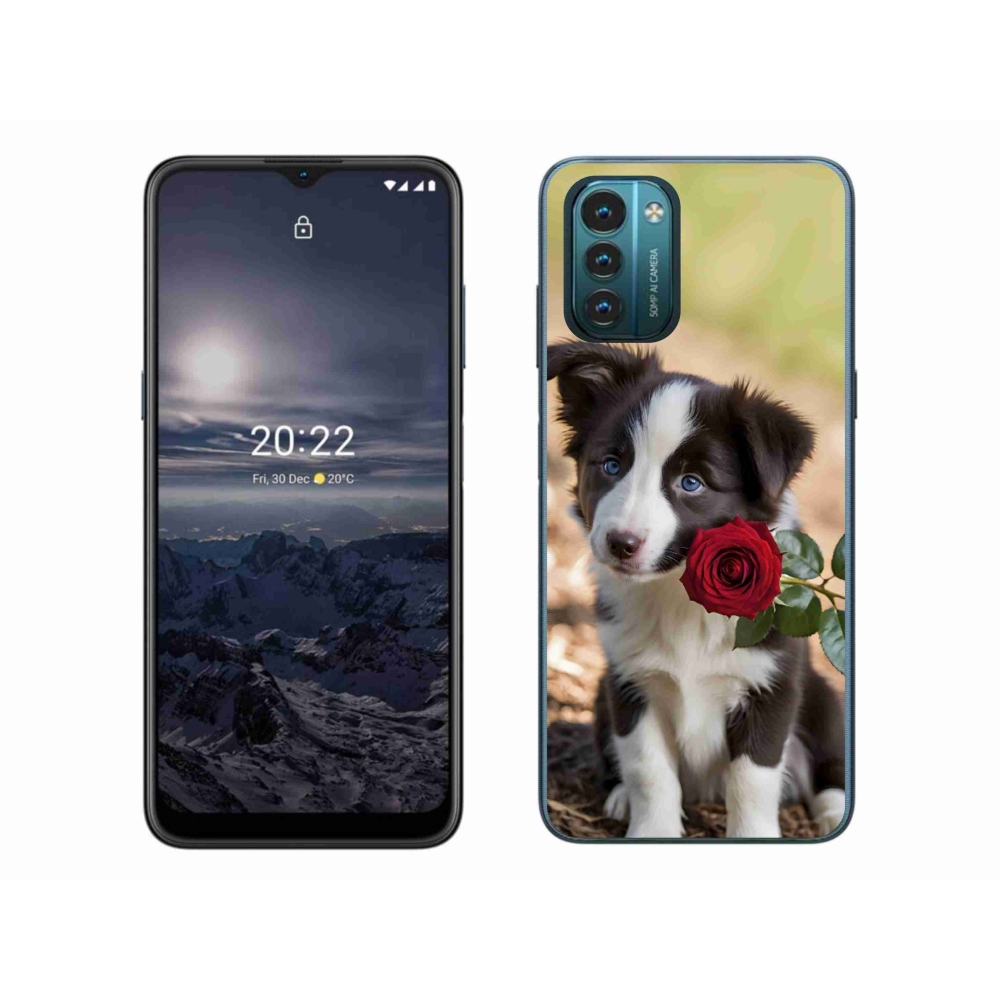 mmCase gél tok a Nokia G11/G21-hez – aranyos border collie rózsával