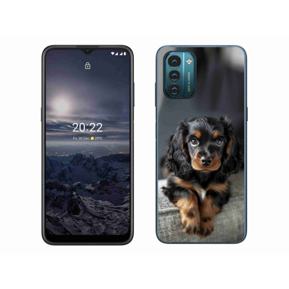 mmCase gél tok a Nokia G11/G21-hez – aranyos, hosszú szőrű tacskó