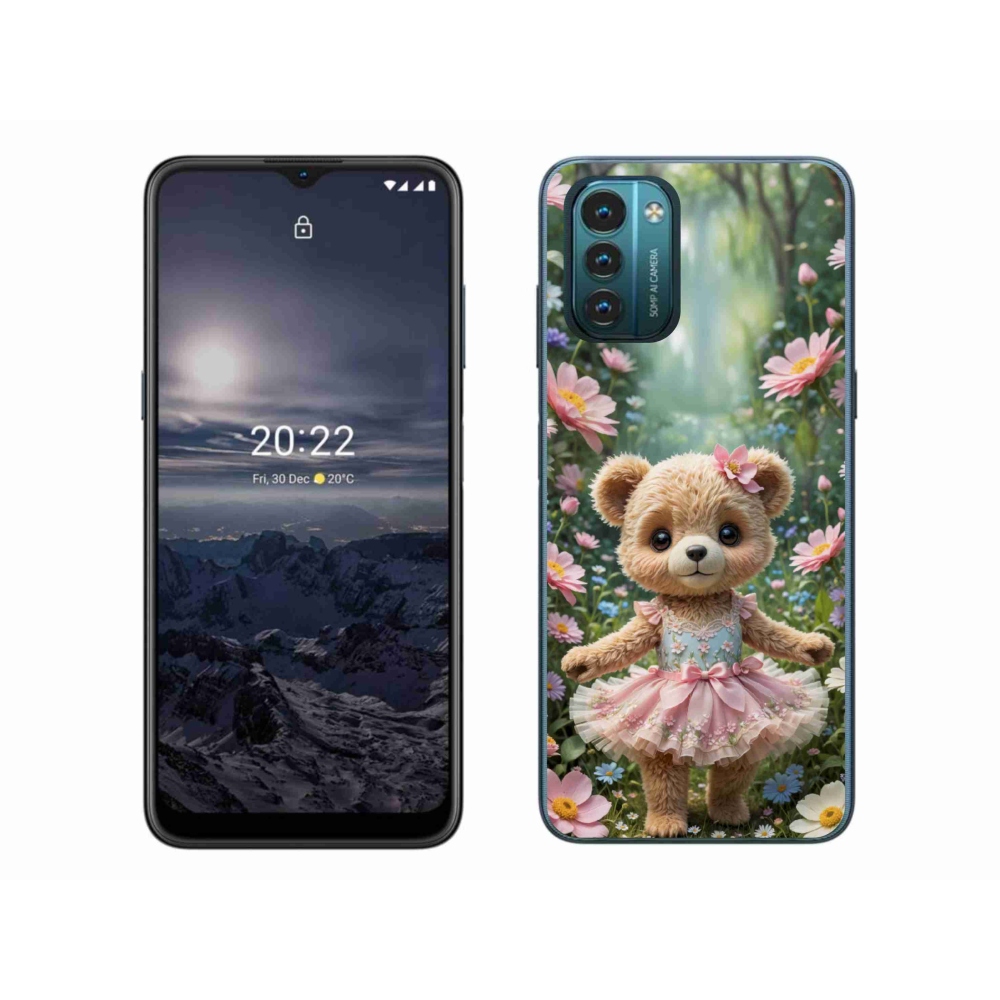 mmCase gél tok a Nokia G11/G21-hez – aranyos mackó virágok között