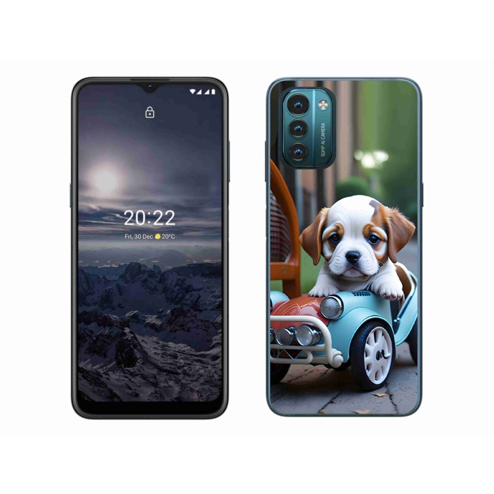 mmCase gélhuzat a Nokia G11/G21-hez – kiskutya retro autóban