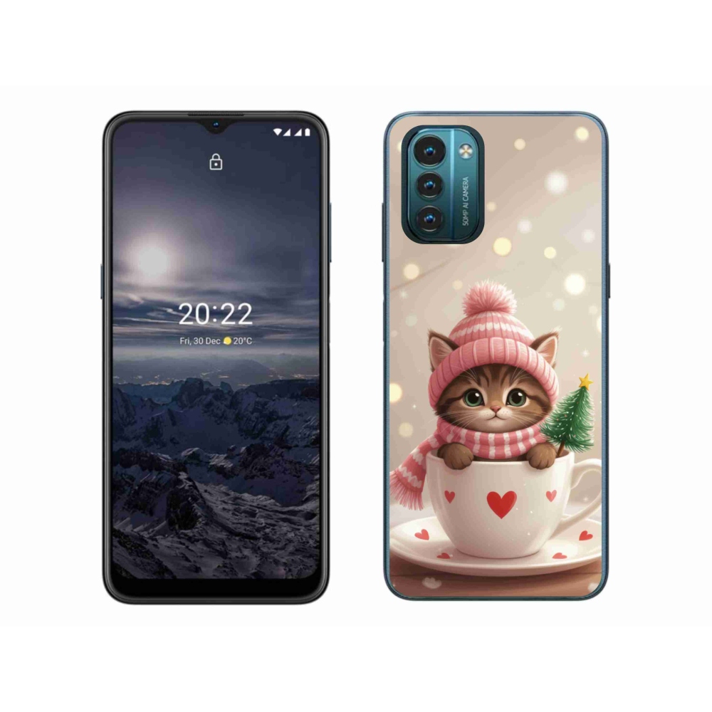 mmCase gél tok a Nokia G11/G21-hez – karácsonyi cica csészében