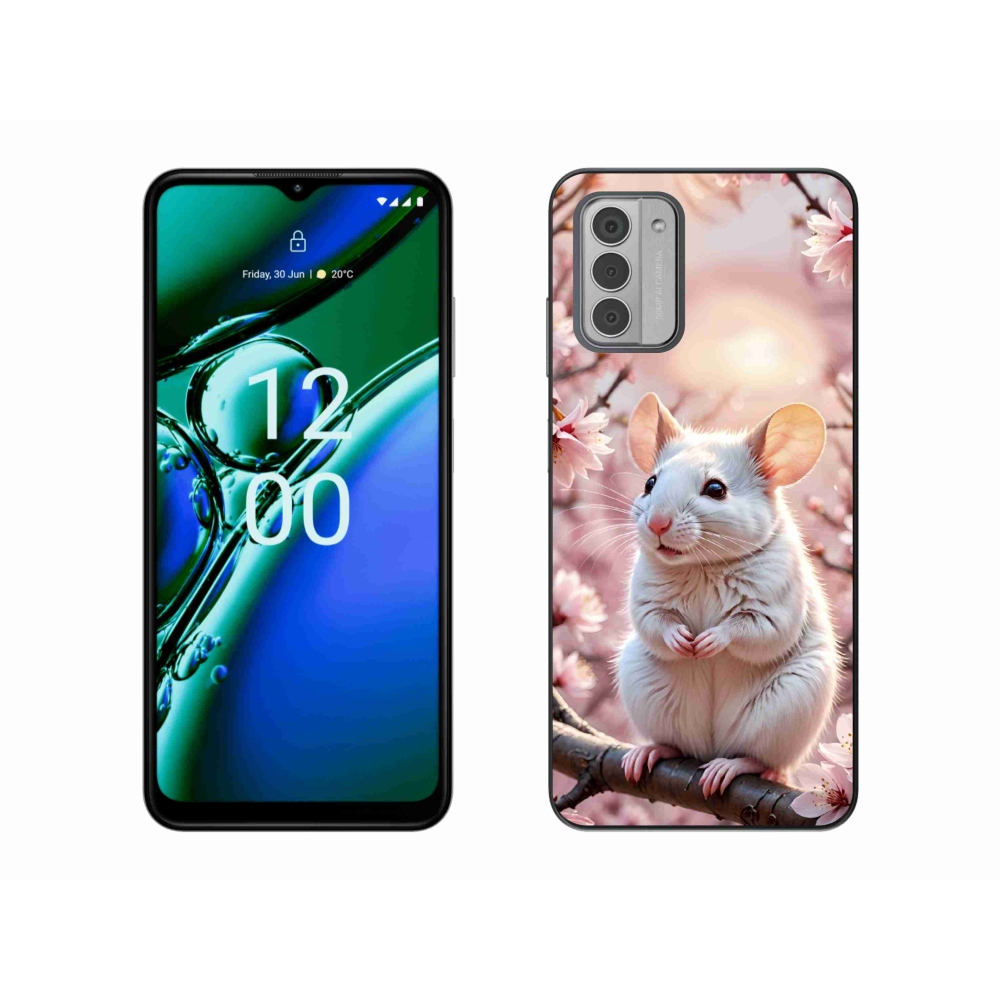 mmCase gél tok a Nokia G42-hez – fehér egér egy ágon