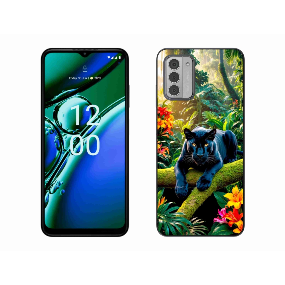 Zselés borítás mmCase a Nokia G42 készülékhez - fekete párduc a dzsungelben