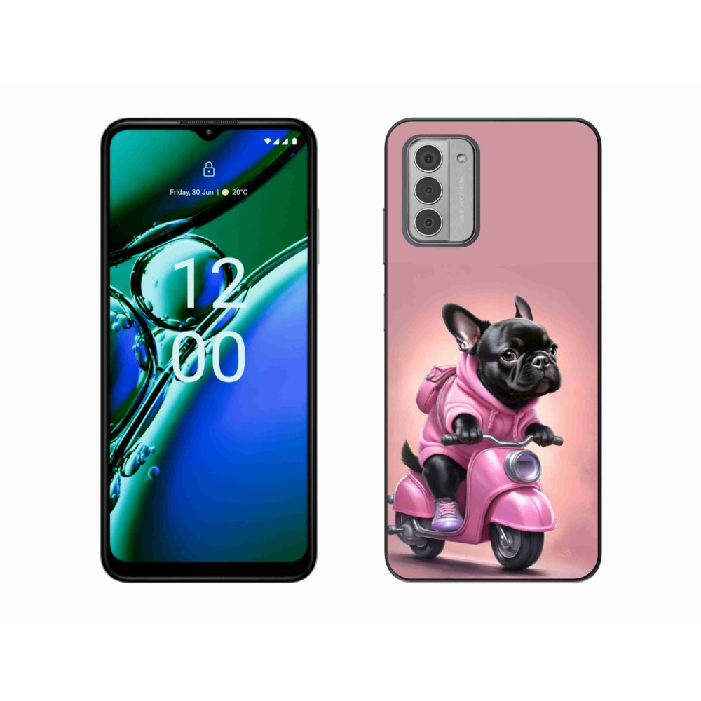 Zselés borítás mmCase a Nokia G42-hez - Francia bulldog egy robogón