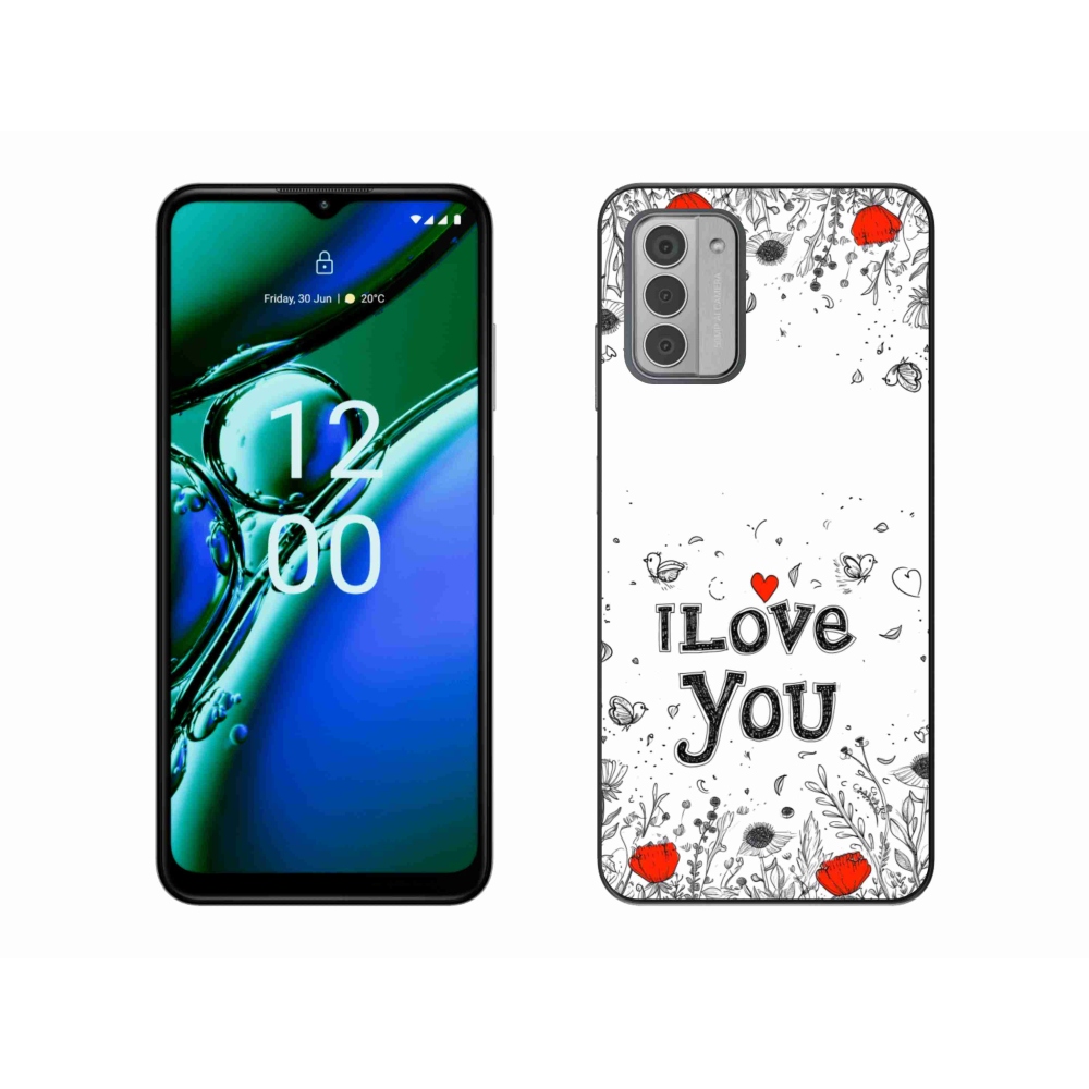 Zselés borítás mmCase a Nokia G42 készülékhez - I love you fehér háttérrel