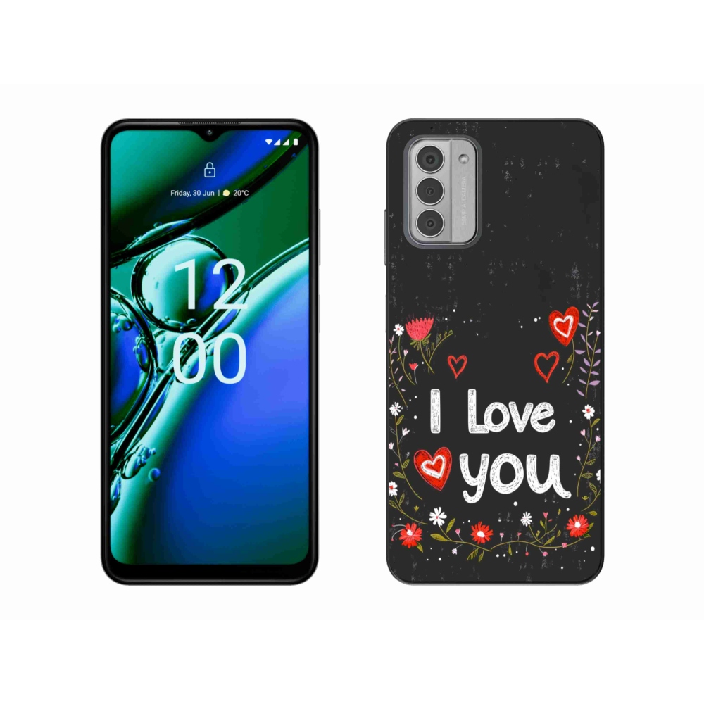 Zselés borítás mmCase a Nokia G42 készülékhez - Szeretlek fekete háttérrel