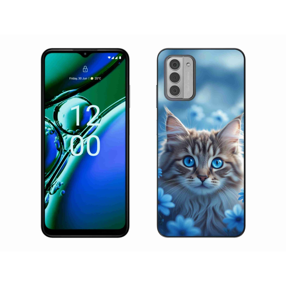 mmCase gél tok a Nokia G42-hez – kiscica kék virágokkal