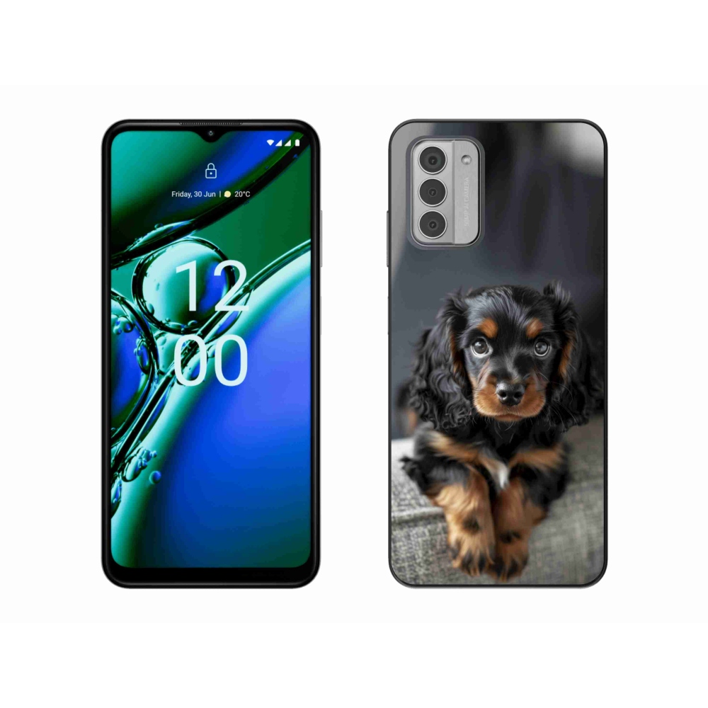 mmCase gél tok a Nokia G42-hez – aranyos, hosszú szőrű tacskó