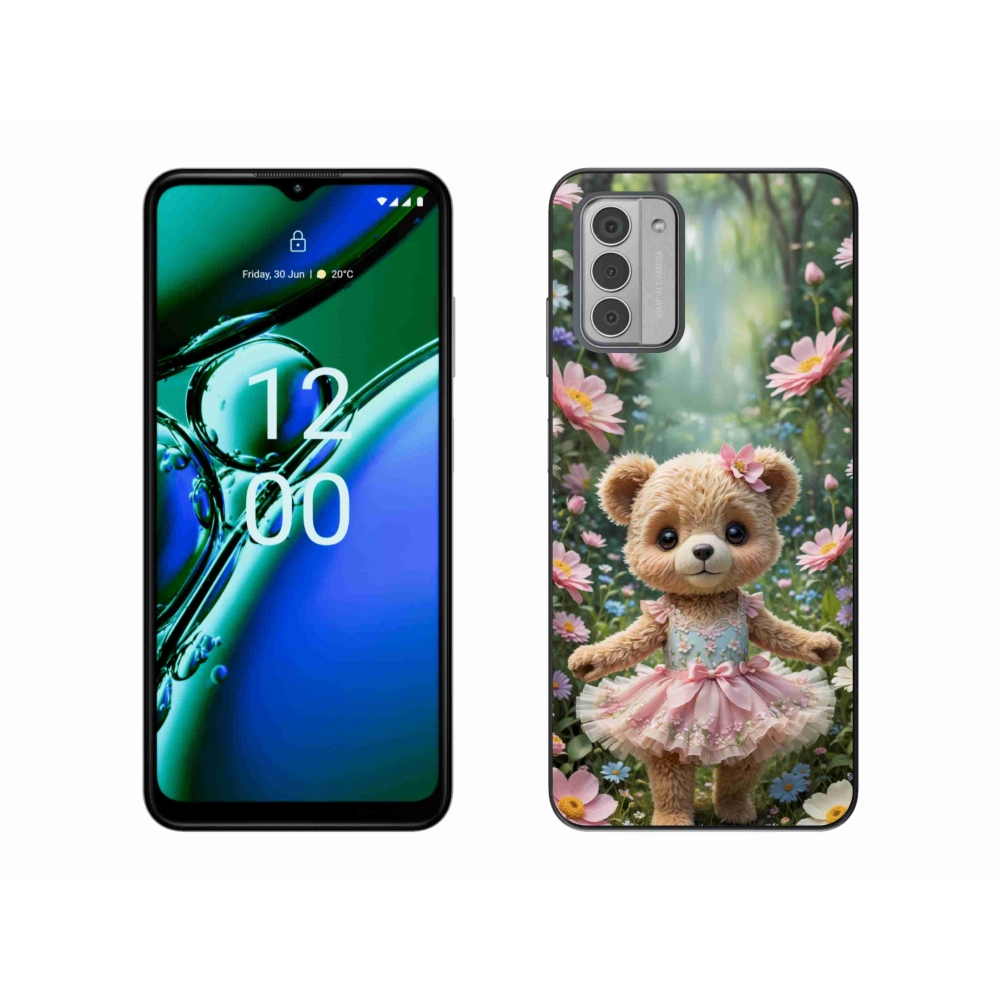 mmCase gél tok a Nokia G42-hez – aranyos mackó virágok között