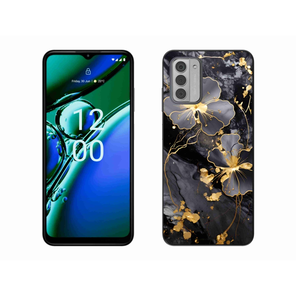 Zselés borítás mmCase a Nokia G42 készülékhez - arany virágok