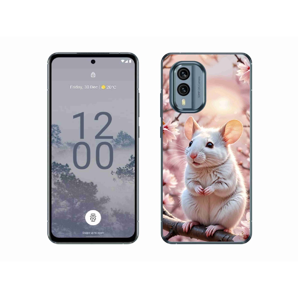 mmCase gél tok a Nokia X30 5G-hez – fehér egér az ágon