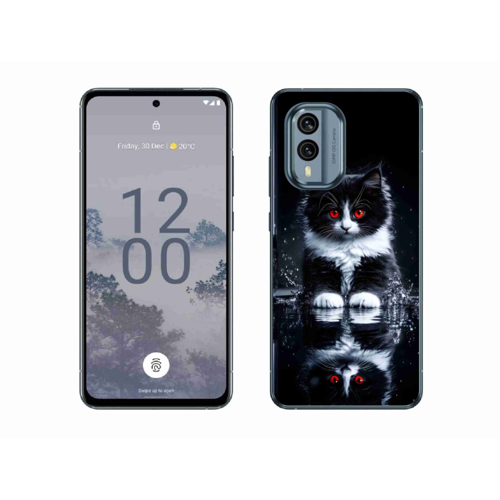 Zselés borítás mmCase a Nokia X30 5G készülékhez - fekete-fehér cica